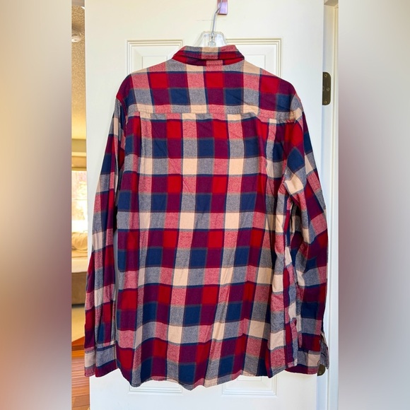 Plaid Flannel Shirt - Red, Blue, Cream - Picture 2 of 3